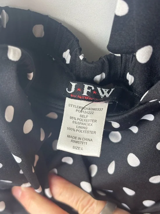 JFW Polka Dot Strapless Halter Maxi Dress Black w/ White Polka Dots Pockets W L - Picture 9 of 9